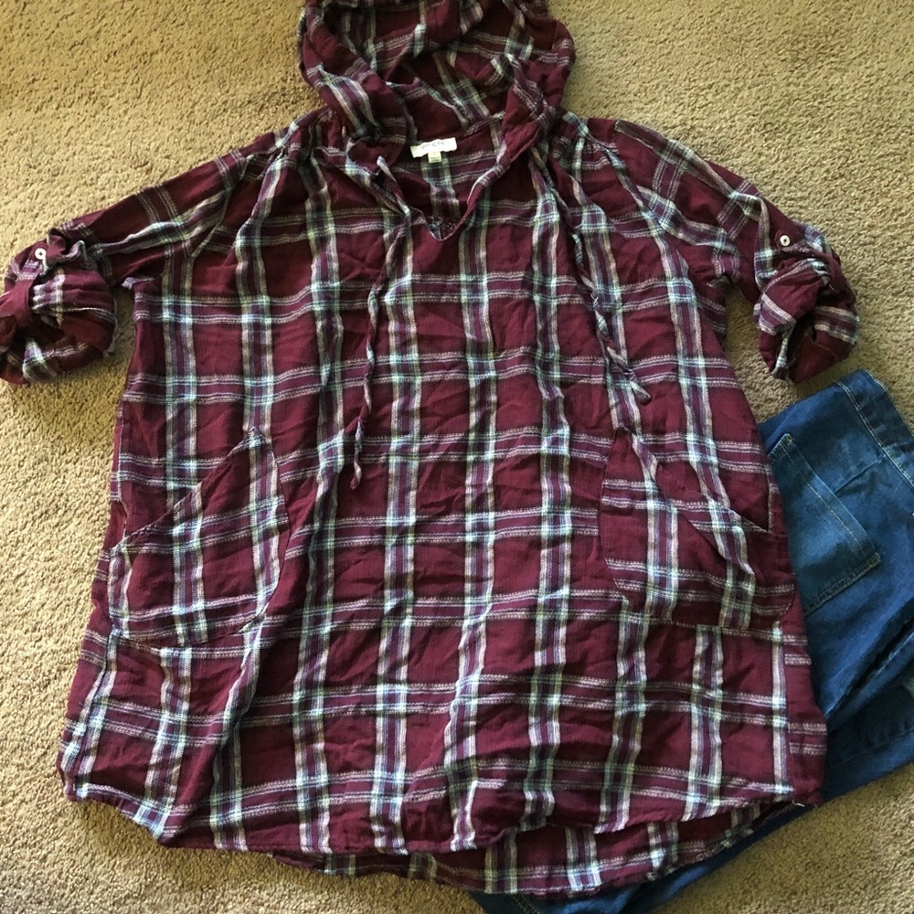 Oversized plaid tunic